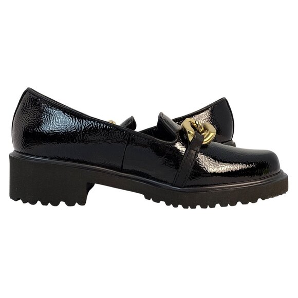 Munro Women's Viv Black Patent Leather Gold Accent Platform Loafer Size 5 M - Picture 6 of 11